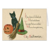 Jack O' Lantern Black Cat Witch's Hat Broom (Front Horizontal)