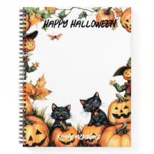 Jack o Lantern, Black Cats and Scarecrow