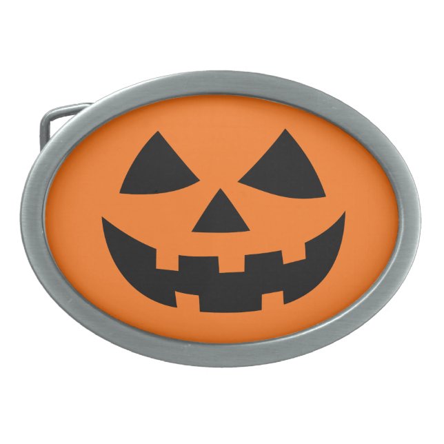 Jack-o'-Lantern Black Orange Belt Buckle  (Front)