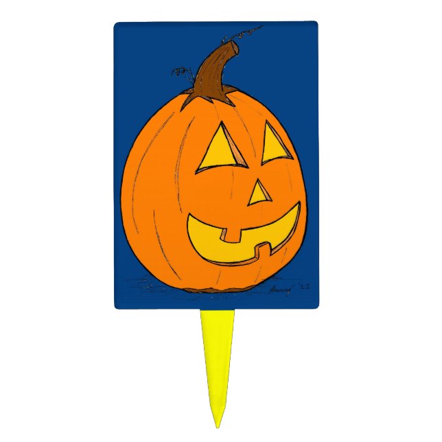 Jack o' Lantern Blue Cake Topper (Front)