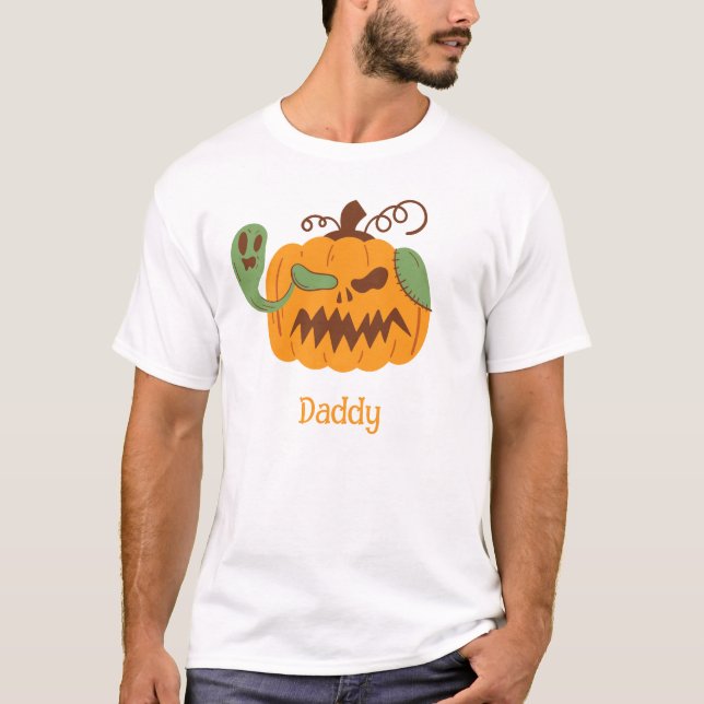 Jack-o'-Lantern & Bones Spooky Halloween Dad T-Shirt (Front)
