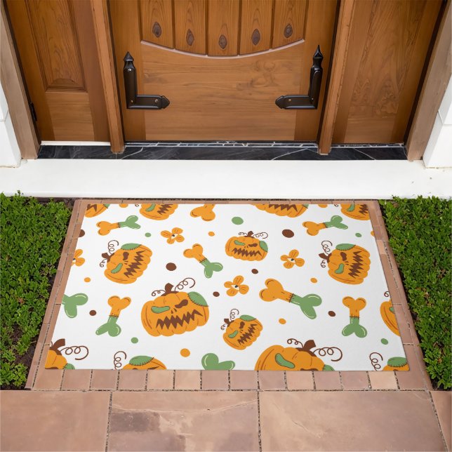 Jack-o-Lantern & Bones Spooky Halloween  Doormat (Outdoor)