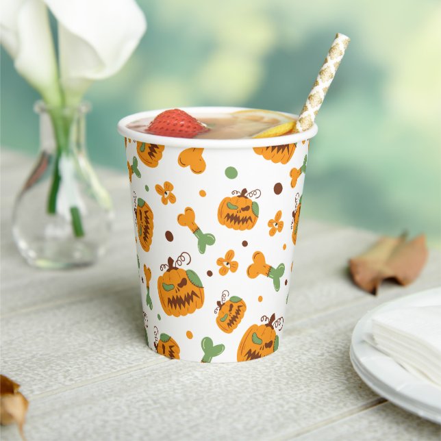 Jack-o-Lantern & Bones Spooky Halloween  Paper Cups (Insitu)