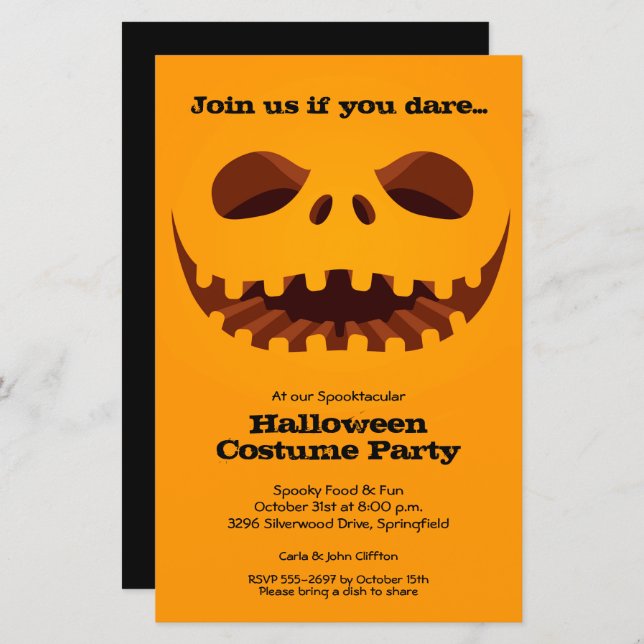 Jack o' Lantern Budget Halloween Invitations (Front/Back)