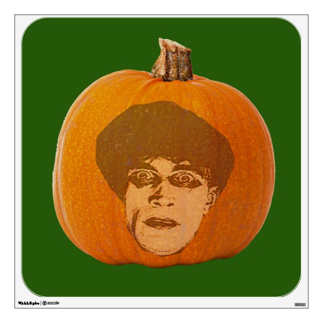 Jack o' Lantern Caligari Face, Halloween Pumpkin Wall Sticker (Front)