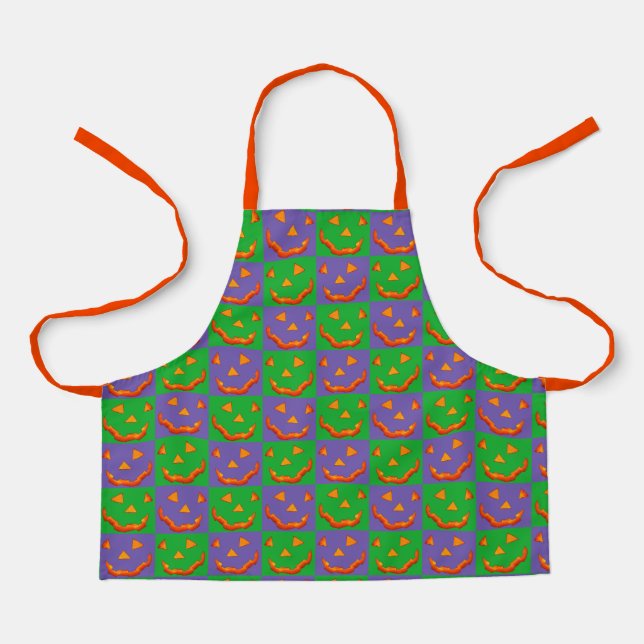 Jack-o'-Lantern Checks apron (Front)