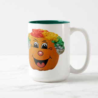 Jack o' Lantern Clown Face, Halloween Pumpkin Two-Tone Coffee Mug
