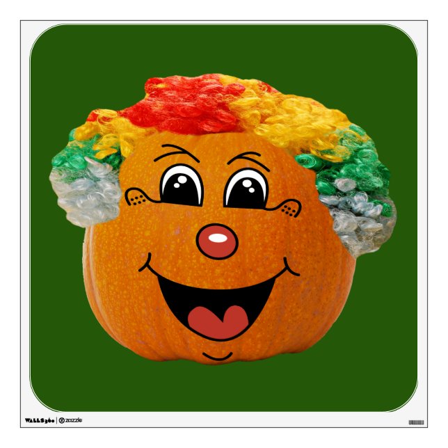 Jack o' Lantern Clown Face, Halloween Pumpkin Wall Sticker (Front)