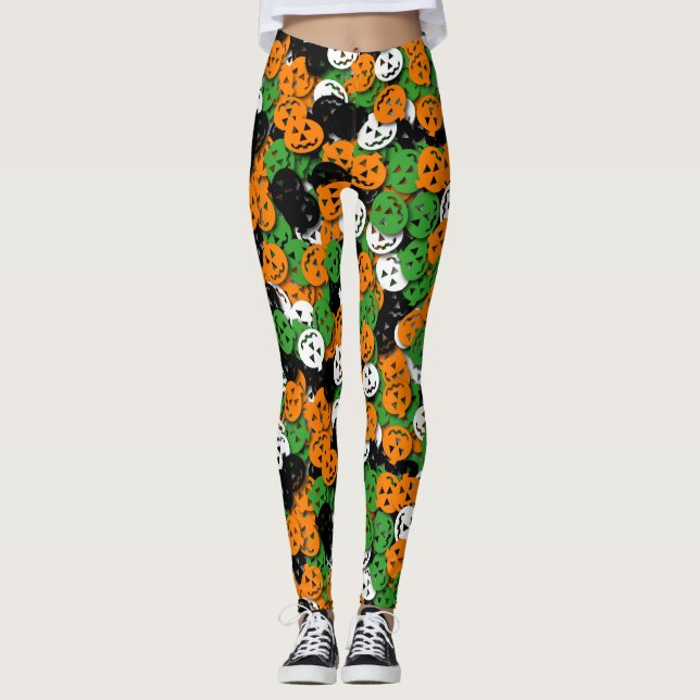 Jack O-Lantern Confetti Leggings - Multi (Front)