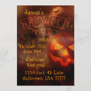 Jack-O-Lantern Creepy House Halloween Party Invitation