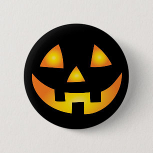 Jack O Lantern Creepy Pumpkin Face Halloween Button