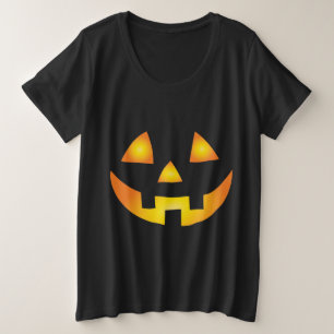 Jack O Lantern Creepy Pumpkin Face Halloween Plus Size T-Shirt