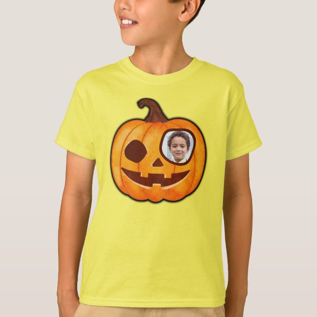 Jack o lantern custom photo cute pumpkin monster T-Shirt (Front)