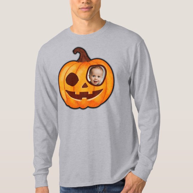 Jack o lantern custom photo pumpkin monster T-Shirt (Front)