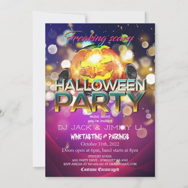 Jack-O-Lantern Disco Ball Adult Halloween Party Invitation (Front)