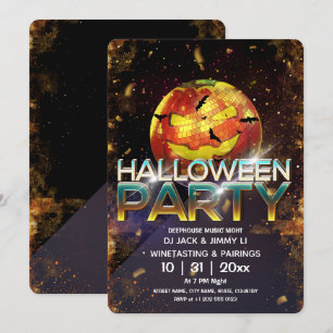 Jack O Lantern Disco Ball Halloween Party Invitation