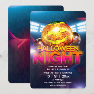 Jack O Lantern Disco Ball Halloween Party Invitation