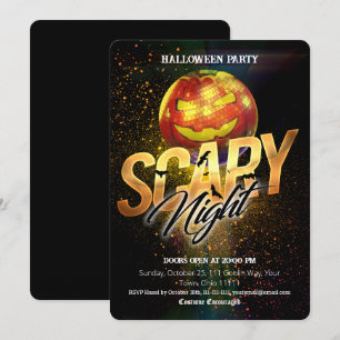 Jack O Lantern Disco Ball Halloween Scary Night Invitation