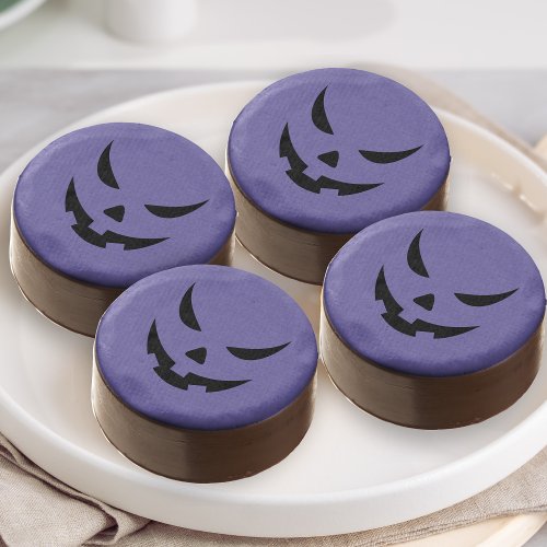 Jack O Lantern Face Black Pumpkin Purple Halloween Chocolate Covered Oreo