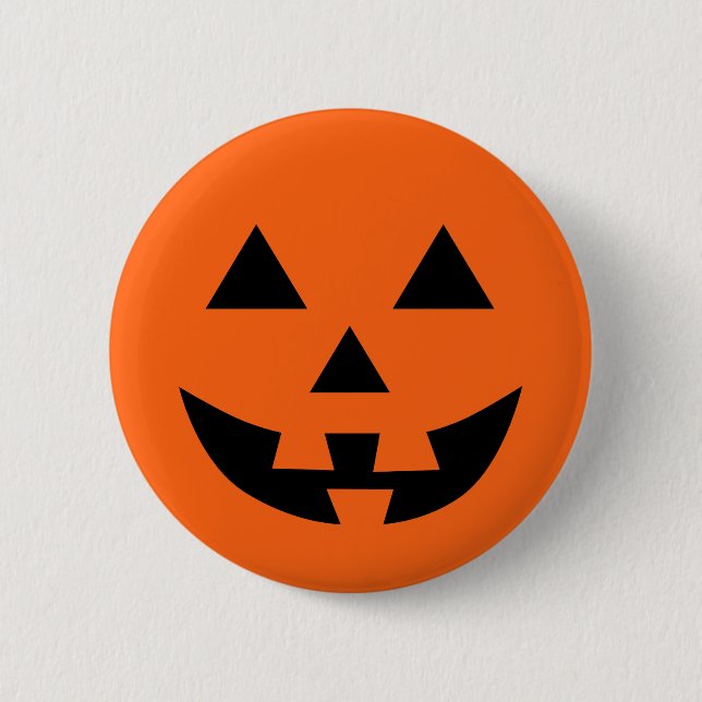 Jack O’ Lantern Face Fun Halloween Button (Front)