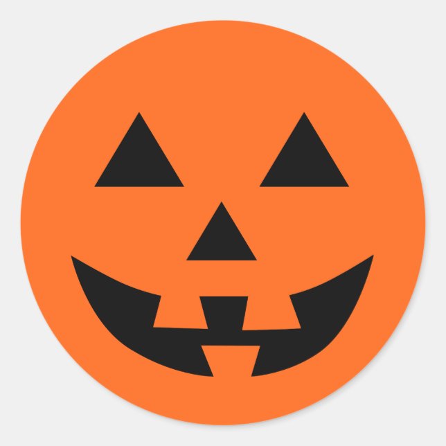 Jack O’ Lantern Face Fun Halloween Classic Round Sticker (Front)