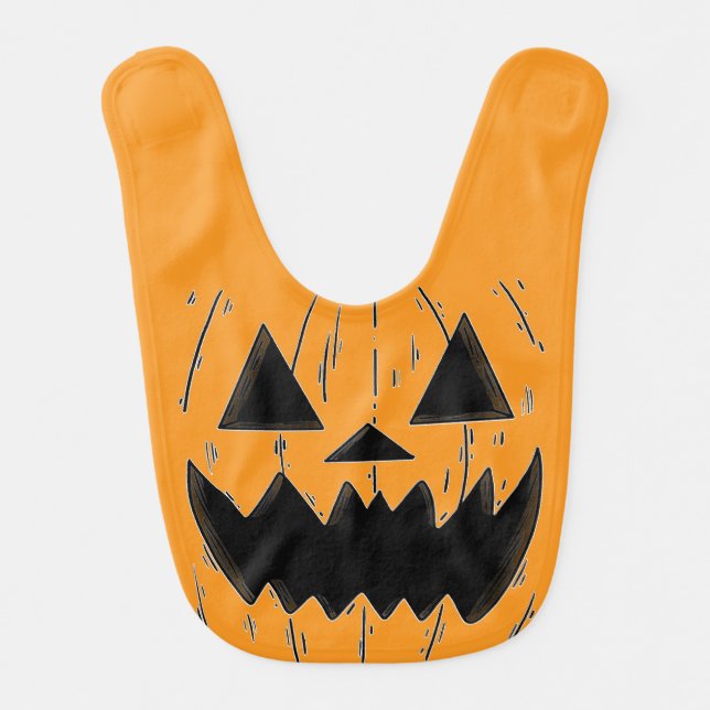 Jack-o’-Lantern Face – Halloween Baby Bib (Front)