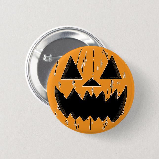 Jack-o’-Lantern Face – Halloween Button (Front & Back)