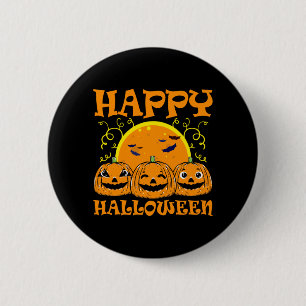 Jack O Lantern Face Happy Halloween Pumpkins Men Button