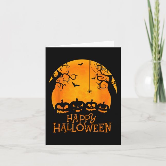 Jack O Lantern Face Happy Halloween Pumpkins Men W Card (Front)