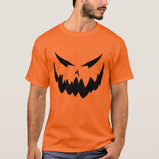 Jack-O'-Lantern Face II, Black T-Shirt (Front)