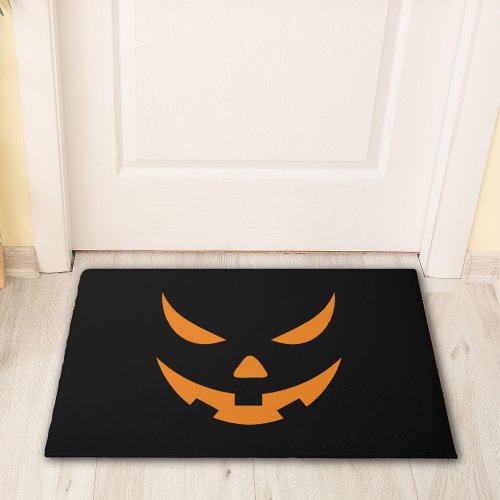 Jack O Lantern Face Orange Pumpkin Black Halloween Doormat