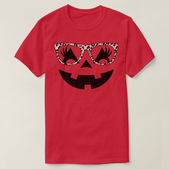 Jack O Lantern Face Pumpkin Eyelashes Halloween Le T-Shirt (Design Front)