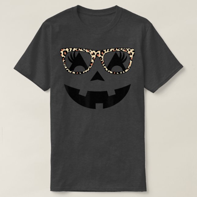 Jack O Lantern Face Pumpkin Eyelashes Halloween Le T-Shirt (Design Front)