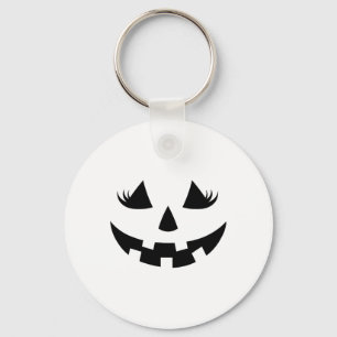 Jack O Lantern Face Pumpkin Eyelashes Halloween Wo Keychain