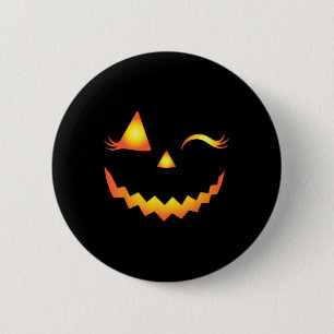 Jack O Lantern Face Pumpkin Eyelashes Hallowen Cos Button