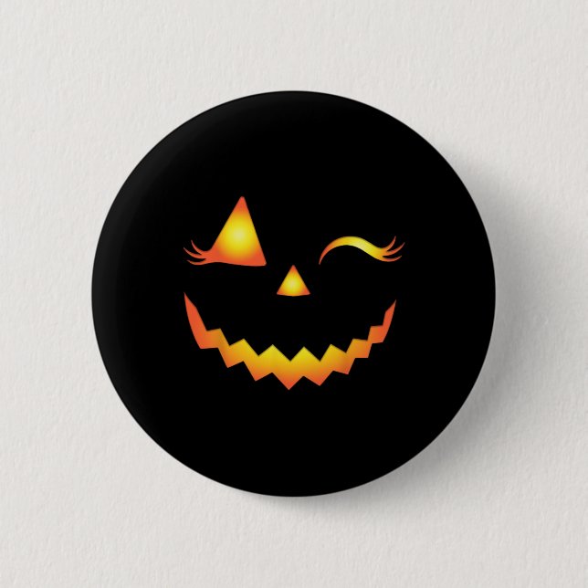 Jack O Lantern Face Pumpkin Eyelashes Hallowen Cos Button (Front)