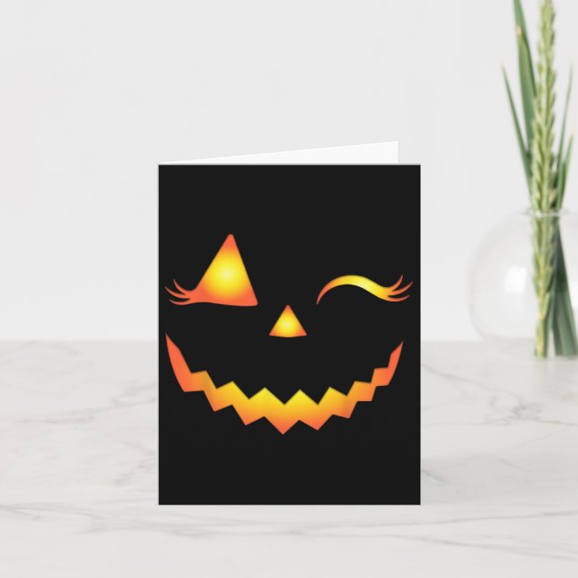Jack O Lantern Face Pumpkin Eyelashes Hallowen Cos Card (Front)