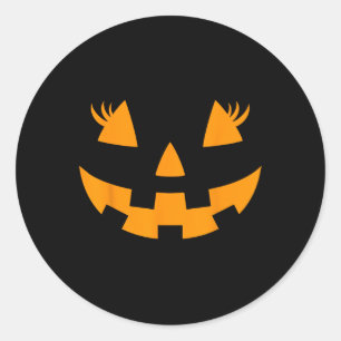 Jack O Lantern Face Pumpkin Eyelashes Hallowen Cos Classic Round Sticker
