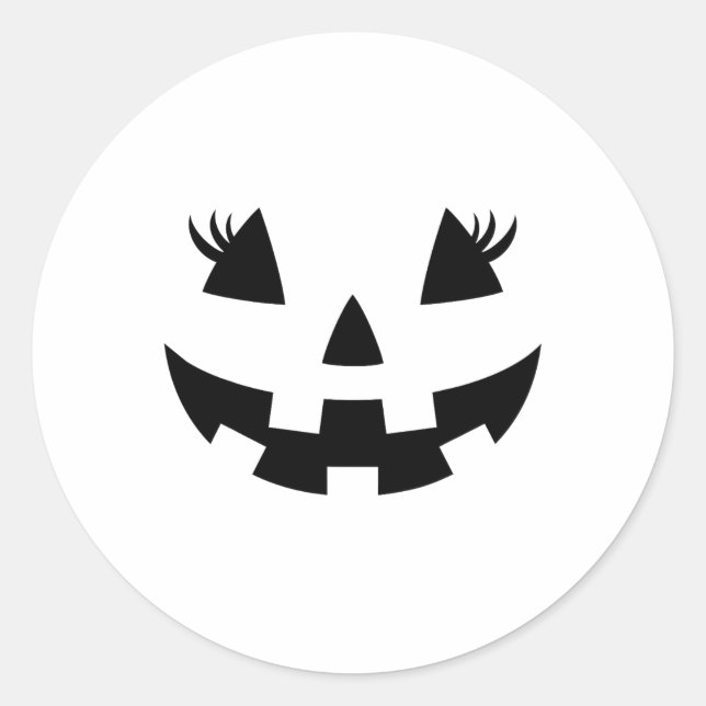 Jack O Lantern Face Pumpkin Eyelashes Hallowen Cos Classic Round Sticker (Front)