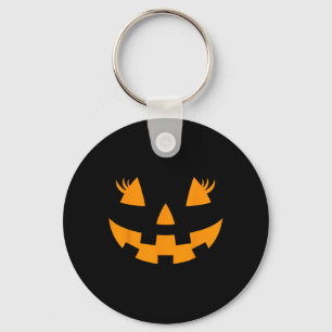 Jack O Lantern Face Pumpkin Eyelashes Hallowen Cos Keychain
