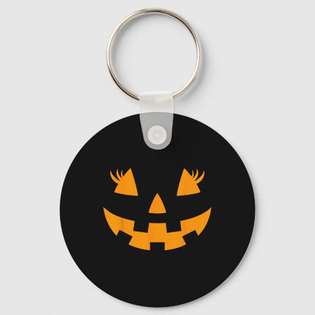 Jack O Lantern Face Pumpkin Eyelashes Hallowen Cos Keychain (Front)