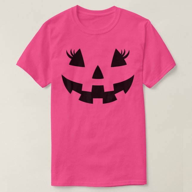 Jack O Lantern Face Pumpkin Eyelashes Hallowen Cos T-Shirt (Design Front)