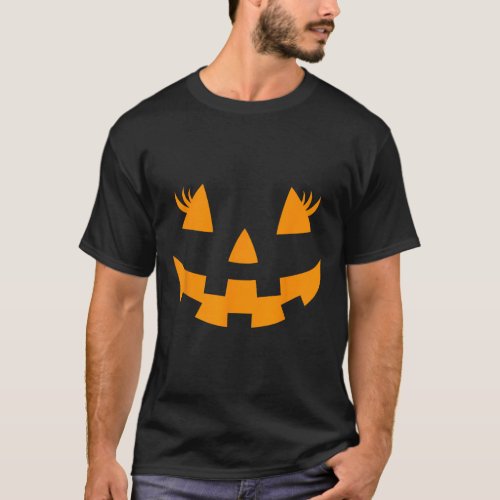 Jack O Lantern Face Pumpkin Eyelashes Hallowen Cos T_Shirt