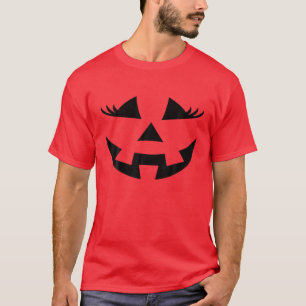 Jack O Lantern Face Pumpkin Eyelashes Hallowen Par T-Shirt