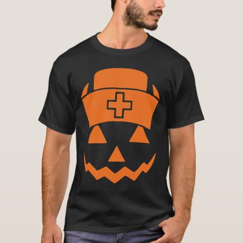 Jack O Lantern Face Pumpkin Halloween _ Nurse Pump T_Shirt