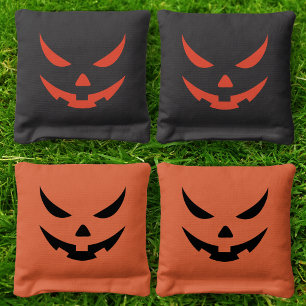Jack O Lantern Face Scary Halloween Pumpkin Cornhole Bags