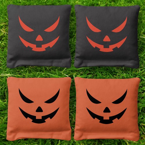 Jack O Lantern Face Scary Halloween Pumpkin Cornhole Bags