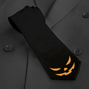 Jack O Lantern Face Scary Halloween Pumpkin Neck Tie