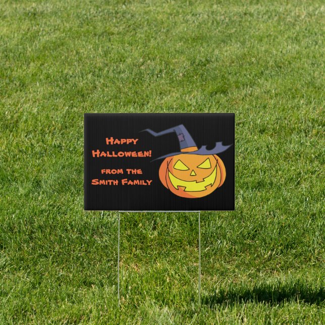 Jack-o-Lantern Family Halloween Yard Sign (Insitu)