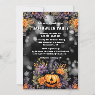 Jack O’Lantern Floral Halloween Party Invitation